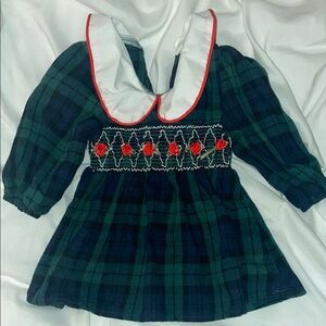 Plaid baby dress with Embroidered Detail